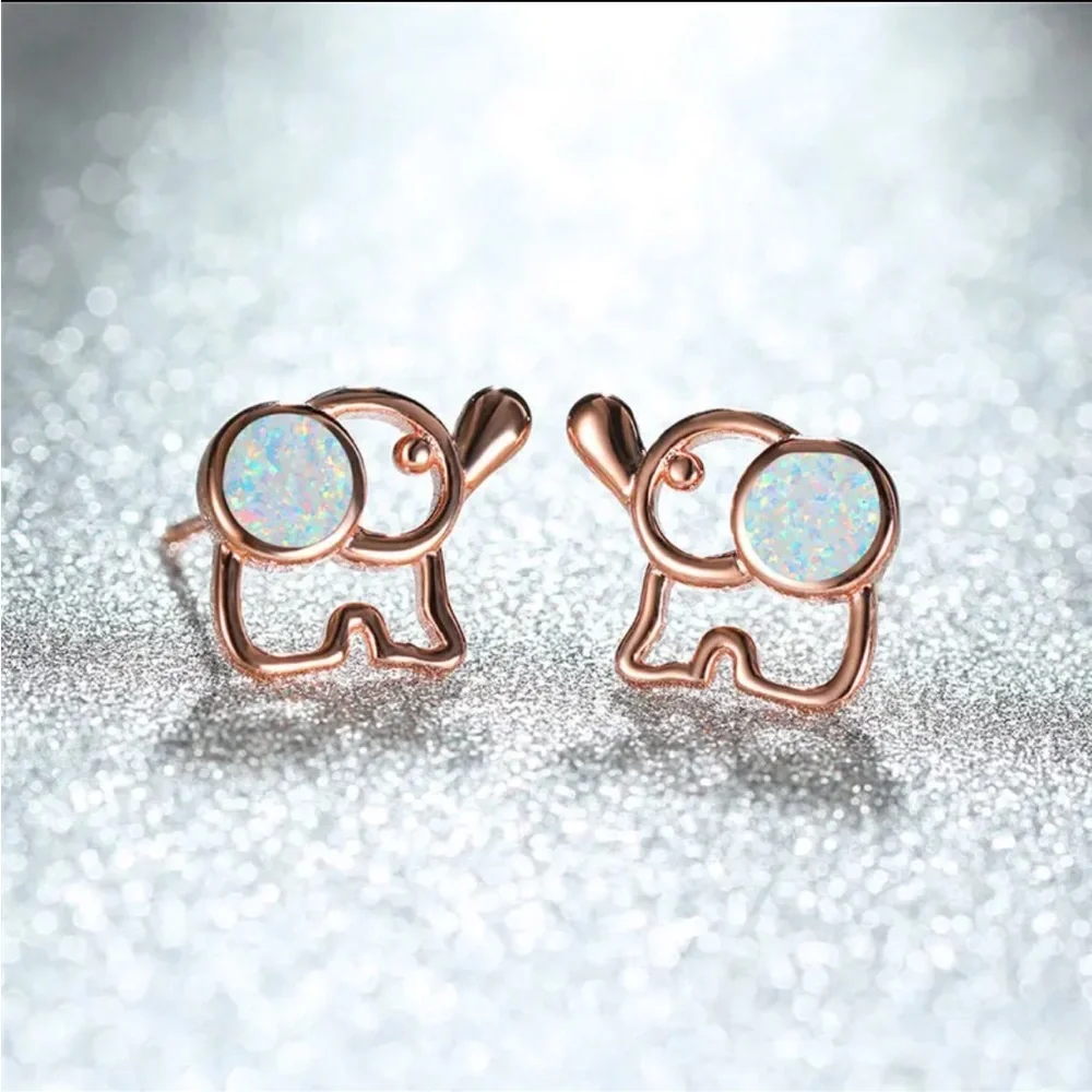 Rose Gold Filled Elephant Earrings - Picture 1 of 1